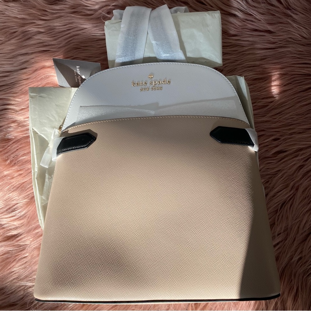 🆕 Kate Spade Staci Dome Medium Backpack Warm Beige Multi Bag - Picture 7 of 13